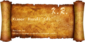Kumer Renátó névjegykártya